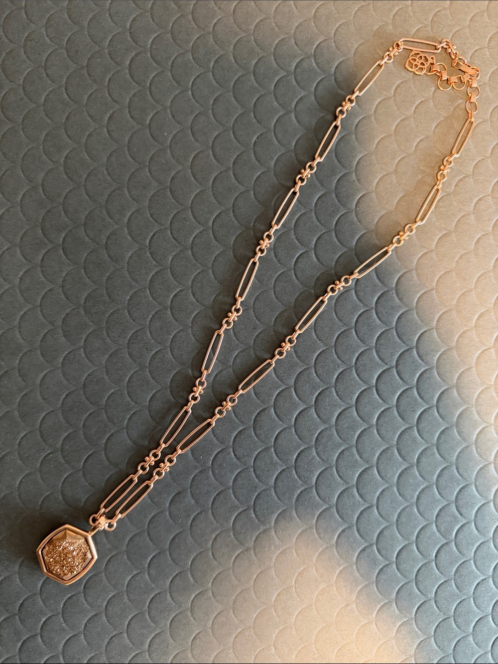 Kendra Scott rose gold tone Davis necklace drusy